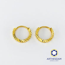 Load image into Gallery viewer, Arthesdam Jewellery 916 Gold Sparkles Petite Hoop Earrings
