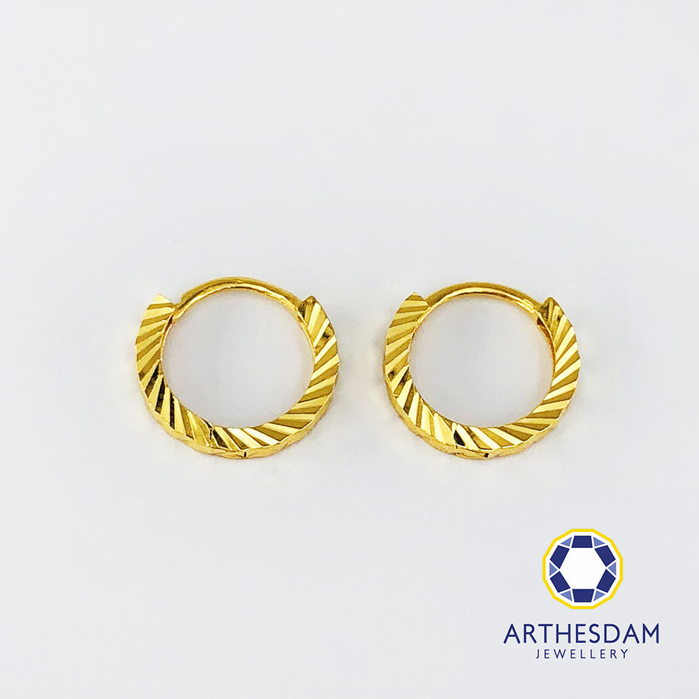 Arthesdam Jewellery 916 Gold Sparkles Petite Hoop Earrings