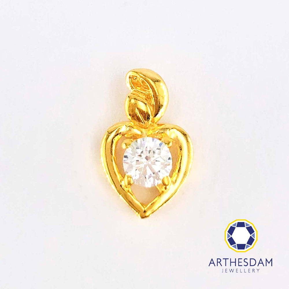 Arthesdam Jewellery 916 Gold Heart with Stone Pendant