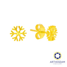 Load image into Gallery viewer, Arthesdam Jewellery 916 Gold Minimalist Snowflakes Earrings
