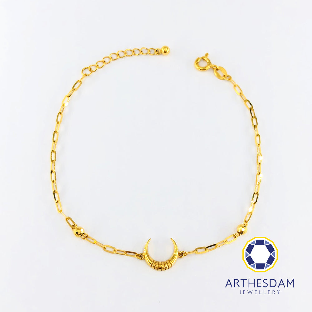 Arthesdam Jewellery 916 Gold Crescent Moon Bracelet