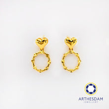 Load image into Gallery viewer, Arthesdam Jewellery 916 Gold Heart Dangling Circle Earrings
