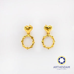 Arthesdam Jewellery 916 Gold Heart Dangling Circle Earrings