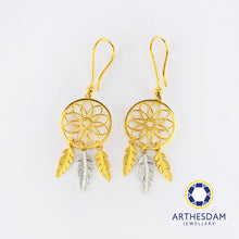 Load image into Gallery viewer, Arthesdam Jewellery 916 Gold Two-toned Dreamcatcher Earrings
