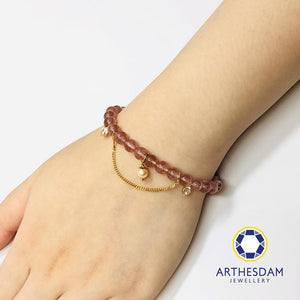 Arthesdam Jewellery 916 Gold Dangling Stones Strawberry Quartz Bracelet