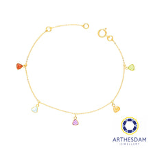 Load image into Gallery viewer, Arthesdam Jewellery 18K Yellow Gold Iris Multi Gemstones Dangle Bracelet
