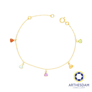 Arthesdam Jewellery 18K Yellow Gold Iris Multi Gemstones Dangle Bracelet