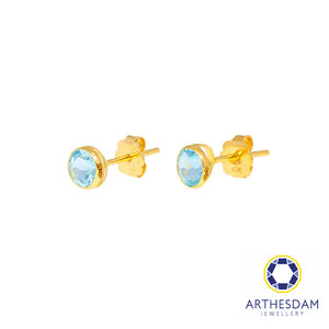 Arthesdam Jewellery 18K Yellow Gold Ella Earrings (Blue Topaz)