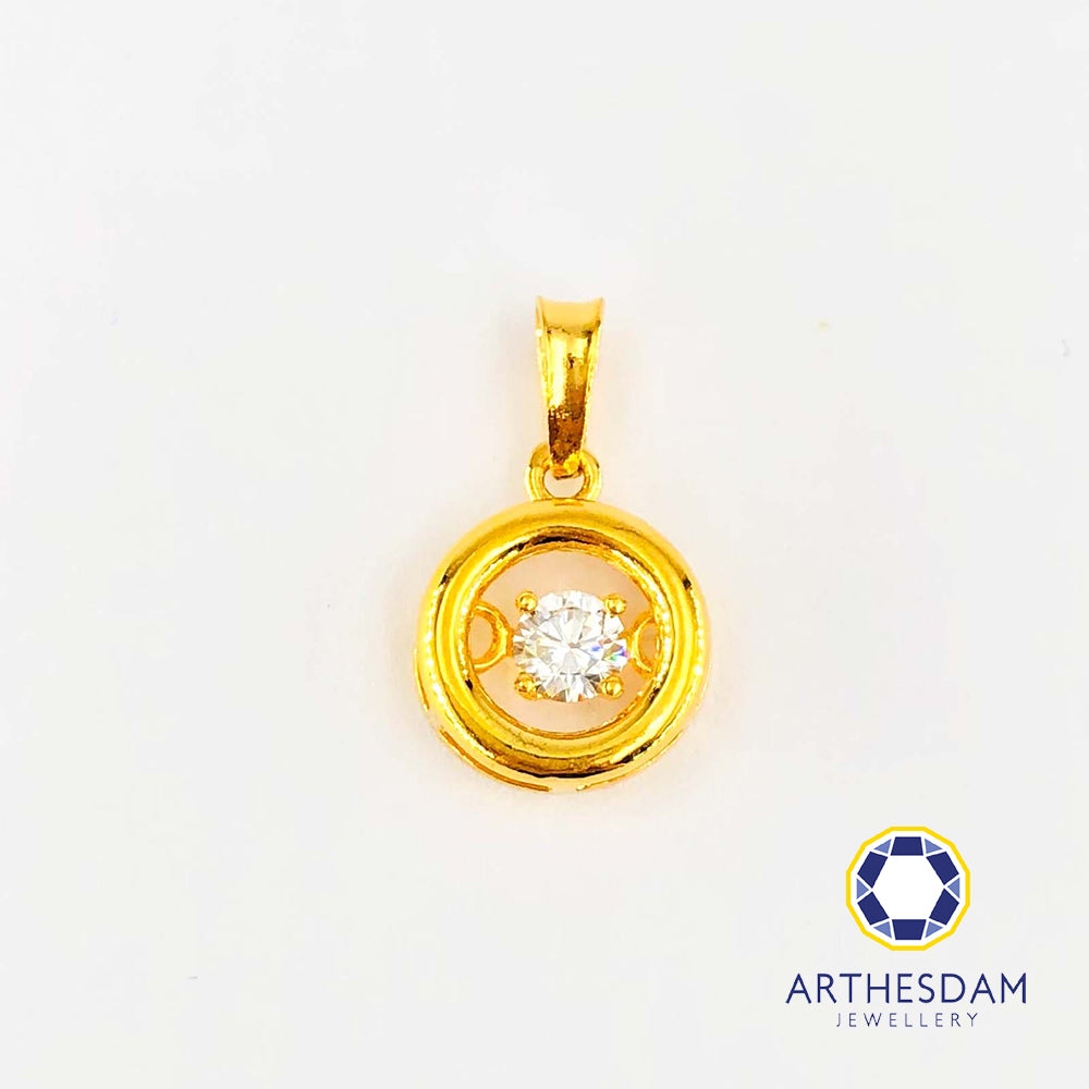 Arthesdam Jewellery 916 Gold Circle with Stone Pendant