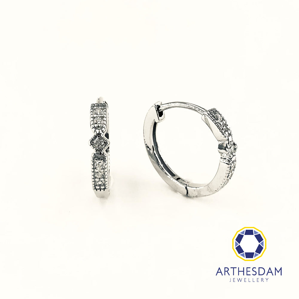 Arthesdam Jewellery 925 Silver Stone Hoop Earrings