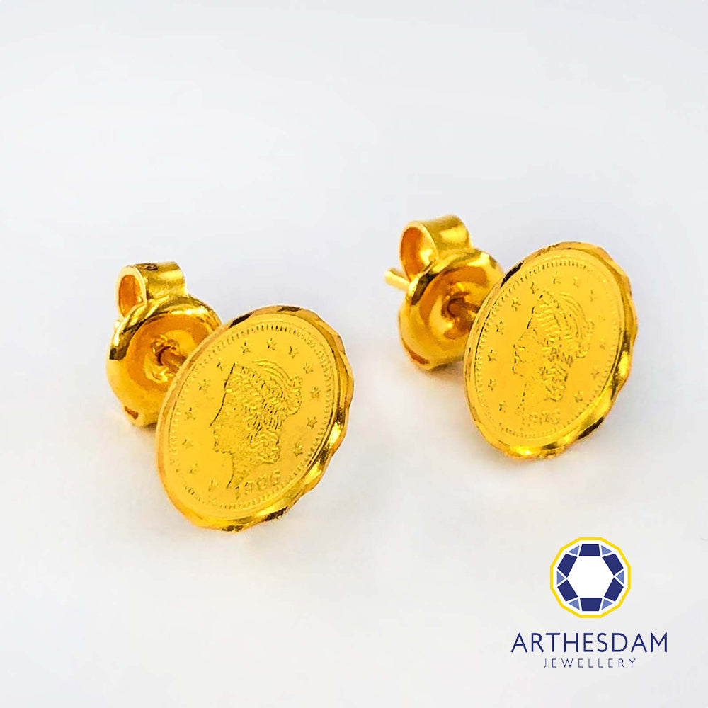 Arthesdam Jewellery 916 Gold Noble Queen Coin Earrings