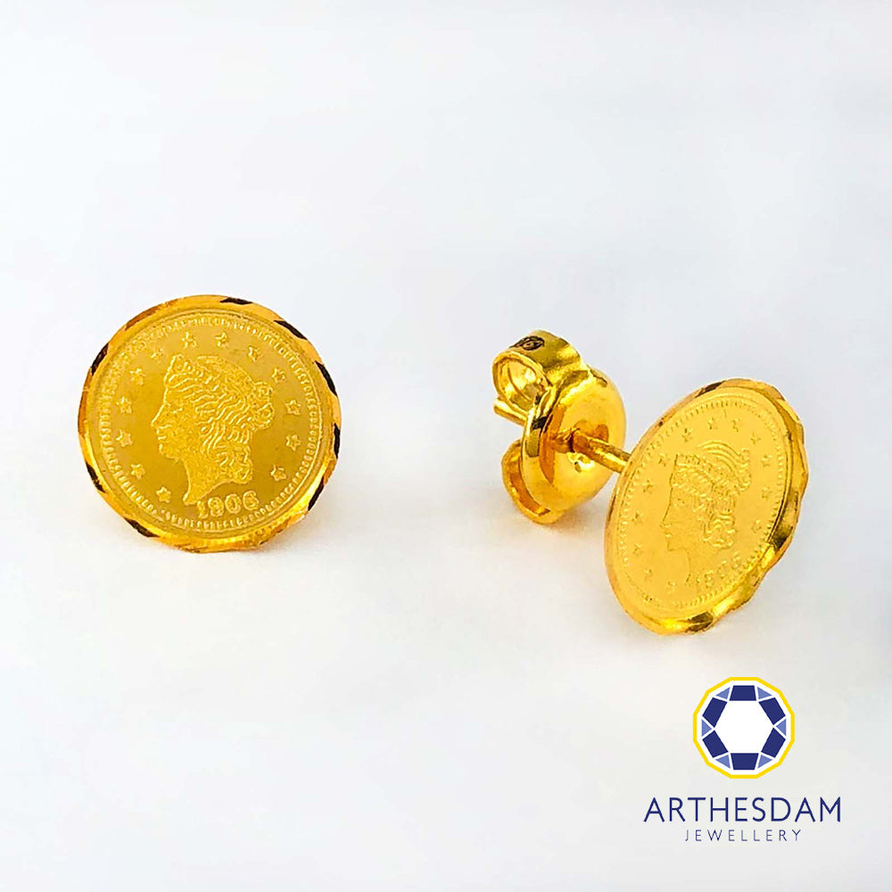 Arthesdam Jewellery 916 Gold Noble Queen Coin Earrings