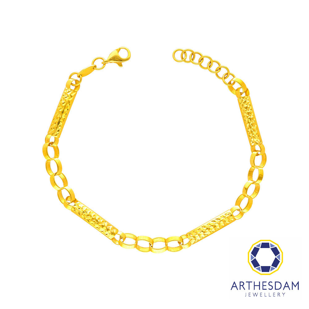 Arthesdam Jewellery 916 Gold Shiny Tube Link Bracelet