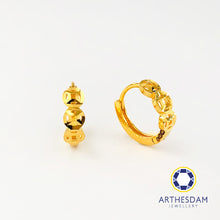 Load image into Gallery viewer, Arthesdam Jewellery 916 Gold 3 Lucky Coin Hoop Earrings
