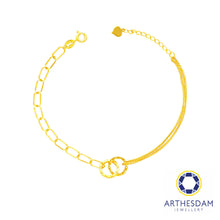 Load image into Gallery viewer, Arthesdam Jewellery 916 Gold Minimalist Interlock Rings Bracelet
