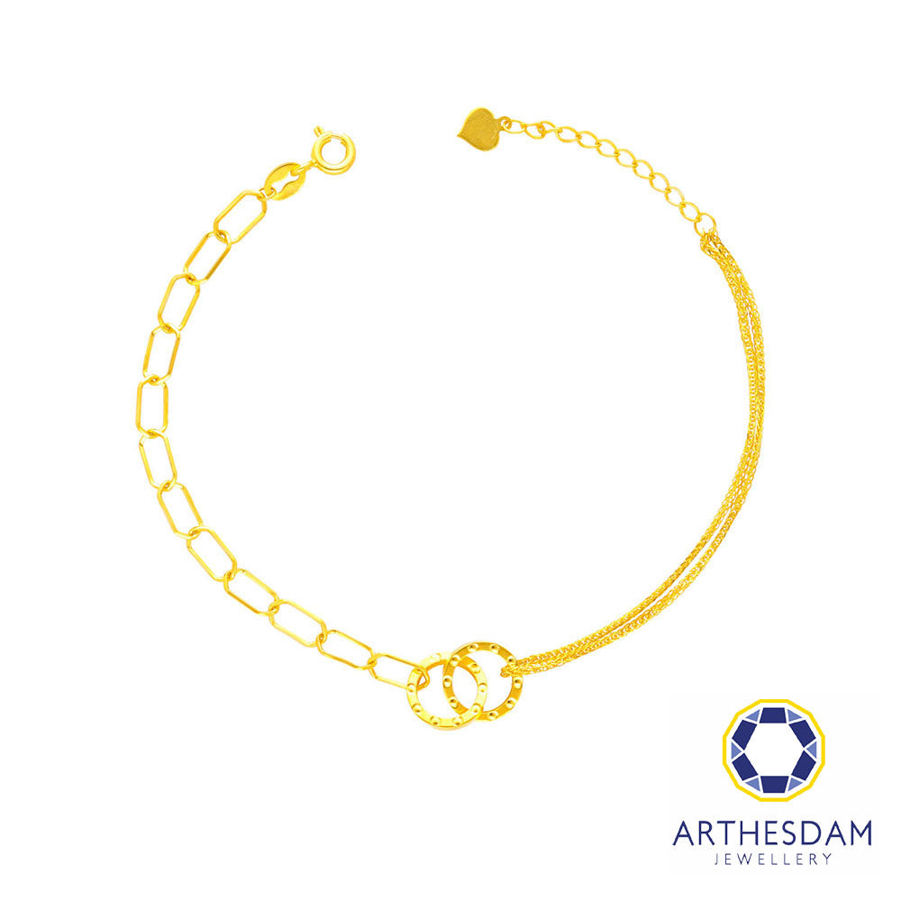 Arthesdam Jewellery 916 Gold Minimalist Interlock Rings Bracelet