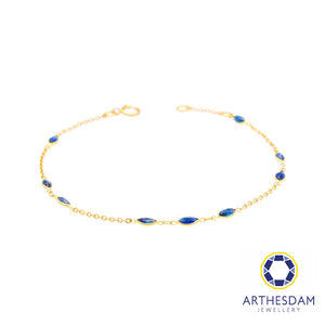 Arthesdam Jewellery 18K Yellow Gold Jasmine Bracelet (Blue Sapphire)