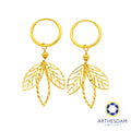 Arthesdam Jewellery 916 Gold Dangling Leaves Hoop Earrings