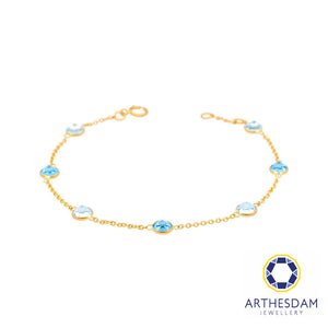 Arthesdam Jewellery 18K Yellow Gold Heather Bracelet (Dark Blue Topaz)