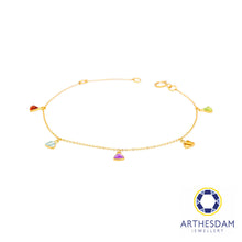 Load image into Gallery viewer, Arthesdam Jewellery 18K Yellow Gold Iris Multi Gemstones Dangle Bracelet

