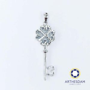 Arthesdam Jewellery 18K White Gold Clover Key Pendant