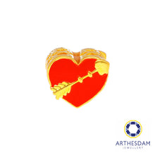 Load image into Gallery viewer, Arthesdam Jewellery 916 Gold Red Heart And Arrow Charm
