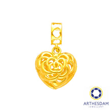 Load image into Gallery viewer, Arthesdam Jewellery 916 Gold Heart with Rose Charm

