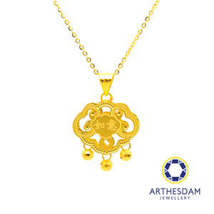 Arthesdam Jewellery 916 Gold Intricate  Wealth Lock with "Ru Yi" Pendant