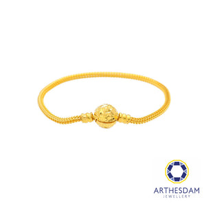 Arthesdam Jewellery 916 Gold Faceted Ball Lock Charm Bracelet