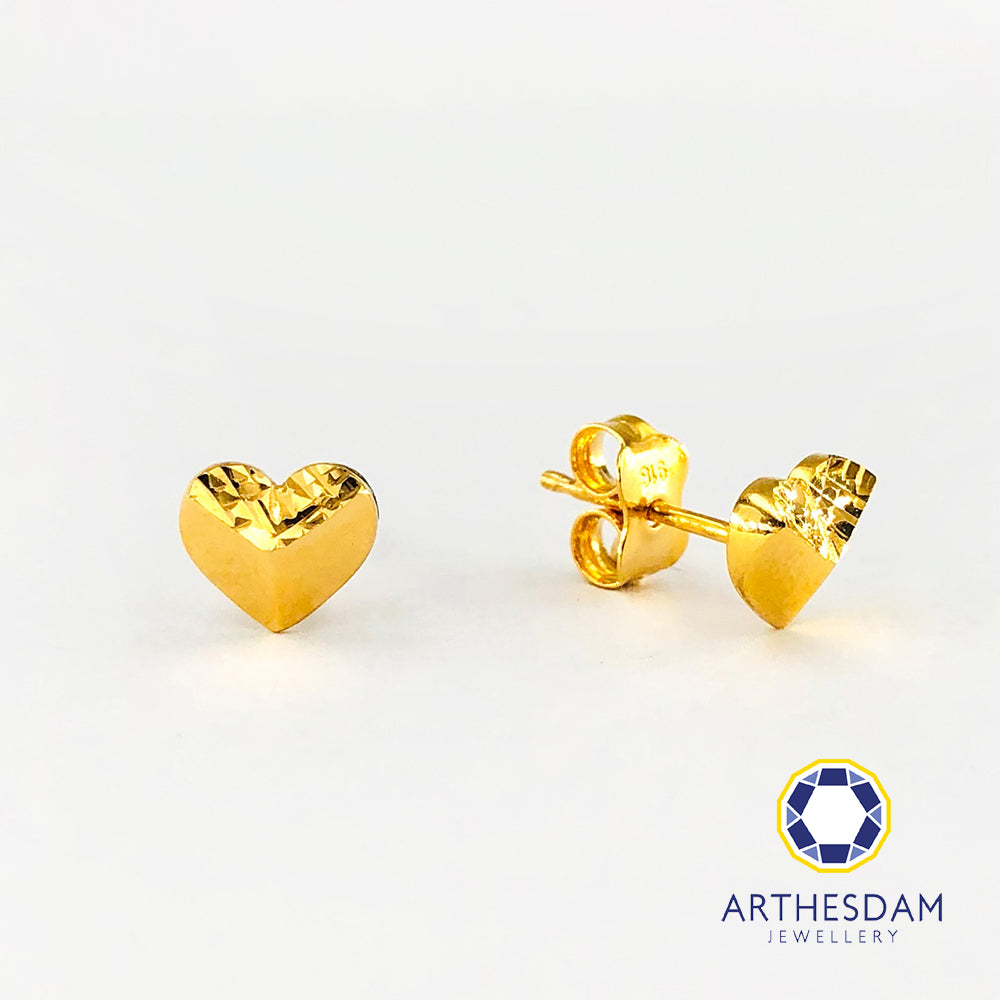 Arthesdam Jewellery 916 Gold Pyramid Heart Earrings