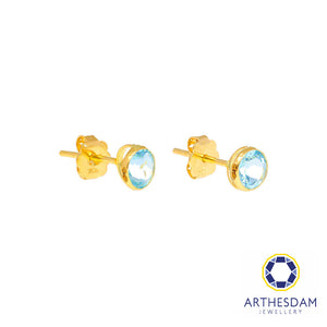 Arthesdam Jewellery 18K Yellow Gold Ella Earrings (Blue Topaz)