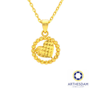 Arthesdam Jewellery 916 Gold Faceted Heart With Frame Pendant