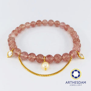 Arthesdam Jewellery 916 Gold Dangling Stones Strawberry Quartz Bracelet