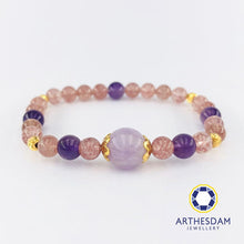 Load image into Gallery viewer, Arthesdam Jewellery 916 Gold Purple mix Strawberry Quartz Bracelet
