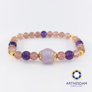 Arthesdam Jewellery 916 Gold Purple mix Strawberry Quartz Bracelet