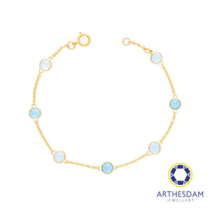 Arthesdam Jewellery 18K Yellow Gold Heather Bracelet (Dark Blue Topaz)