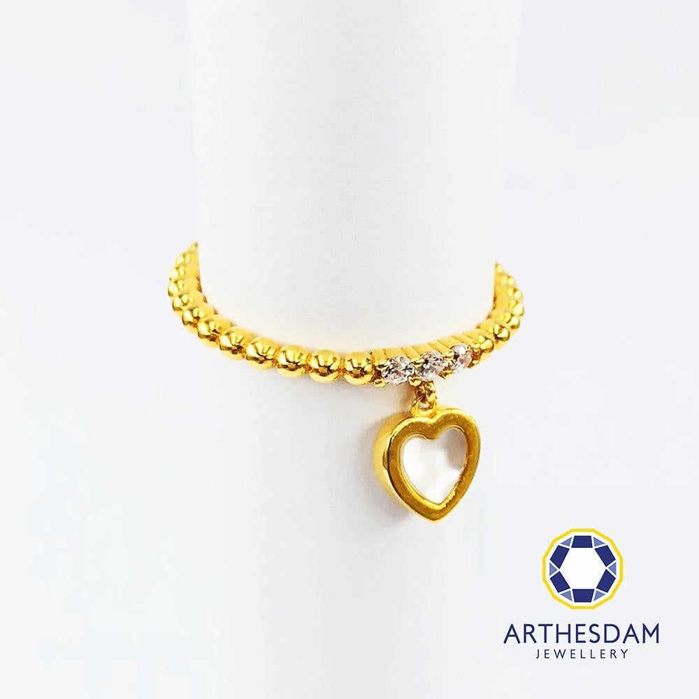 Arthesdam Jewellery 916 Gold Dangling Mother-of-pearl Heart Ring