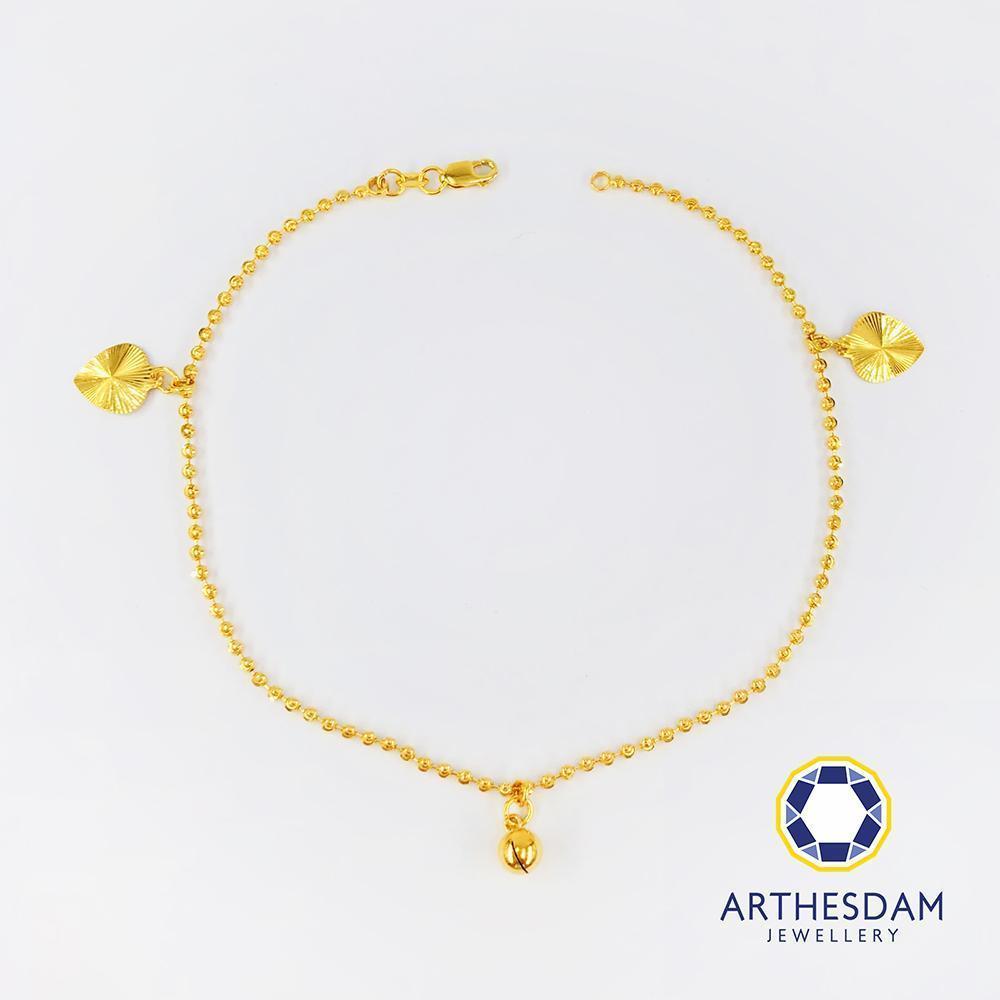 Arthesdam Jewellery 916 Gold Ball Anklet with Charm