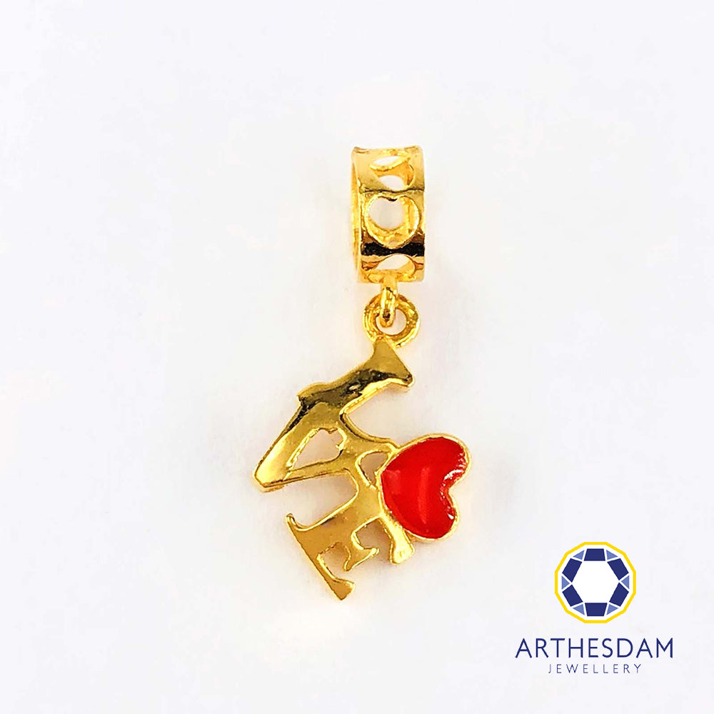 Arthesdam Jewellery 916 Gold Red Enamel Love Charm