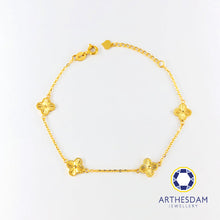 Load image into Gallery viewer, Arthesdam Jewellery 916 Gold Elegant Dainty Clover Bracelet
