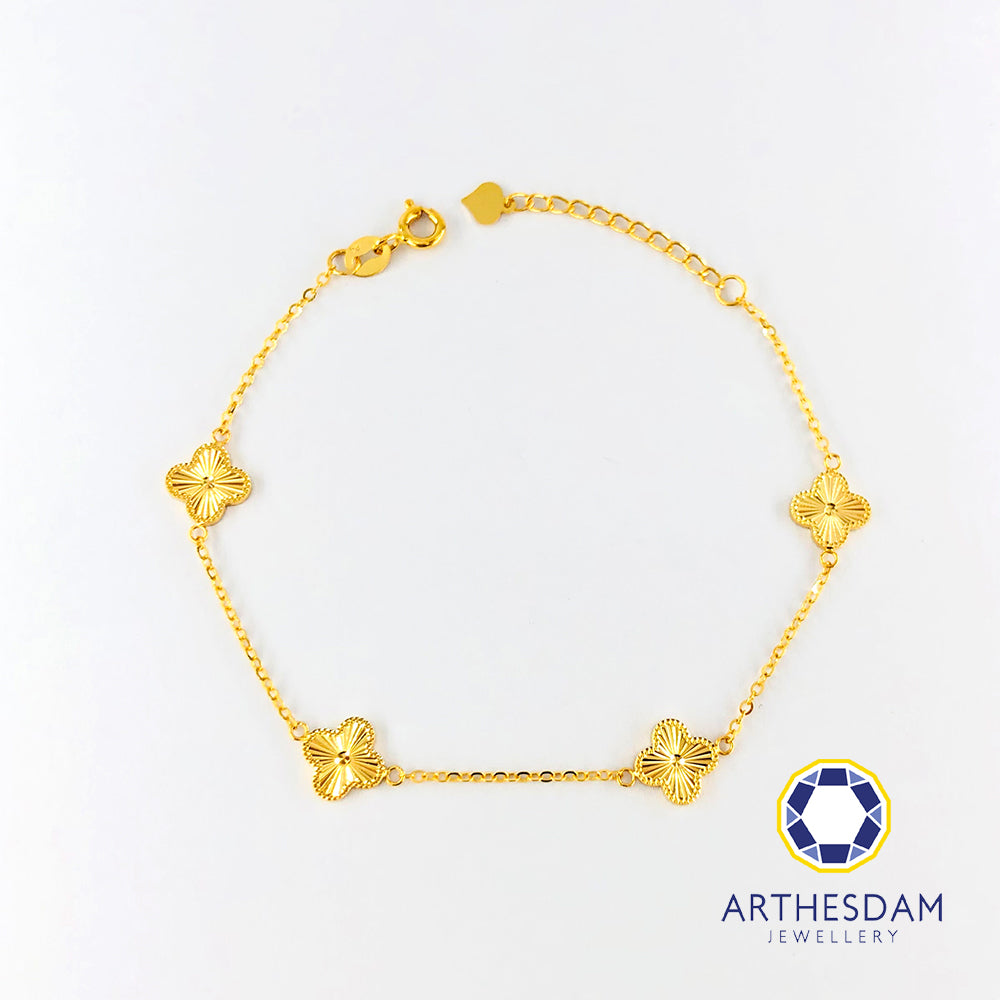 Arthesdam Jewellery 916 Gold Elegant Dainty Clover Bracelet