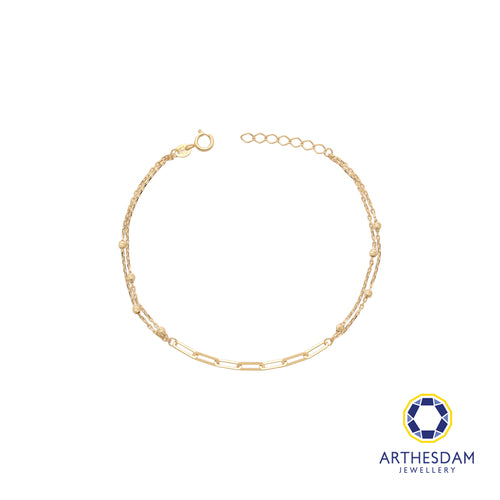 Arthesdam Jewellery 18K Yellow Gold Paper Clip Chain Layered Bracelet
