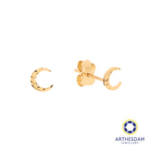 Load image into Gallery viewer, Arthesdam Jewellery 18K Yellow Gold Sparkle Crescent Moon Earrings
