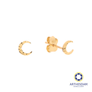 Arthesdam Jewellery 18K Yellow Gold Sparkle Crescent Moon Earrings