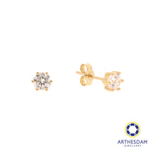 Load image into Gallery viewer, Arthesdam Jewellery 18K Yellow Gold Starry Solitaire Earrings
