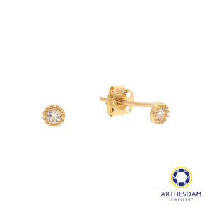 Arthesdam Jewellery 18K Yellow Gold Dotted Frame Stone Earrings