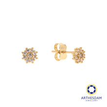 Load image into Gallery viewer, Arthesdam Jewellery 18K Yellow Gold 9 Stones Firework Earrings
