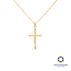 Arthesdam Jewellery 18K Yellow Gold Cross with Jesus Pendant