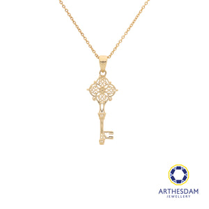 Arthesdam Jewellery 18K Yellow Gold Intricate Royal Key Pendant