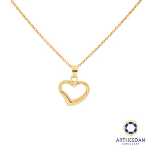 Arthesdam Jewellery 18K Yellow Gold Alternate Textured Heart Pendant